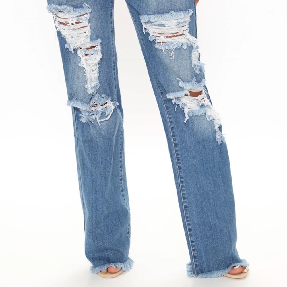 NWT! Fashion Nova "Don't Get Crossed Over Slouch Fit" High Rise Jeans Size 7 - Picture 4 of 15
